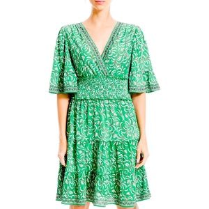 Smocked Waist Flutter Sleeve Dress
